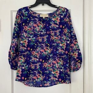 Cooper & Ella Floral Peasant Blouse with Crochet Accent